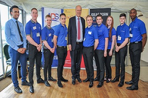 Apprentices with Transport Secretary Chris Grayling